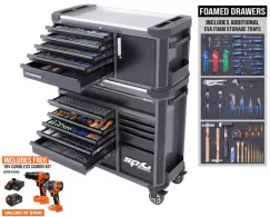 Tech Series Tool Kit With Power Tool Cupboard - 633pc - Metric/SAE - Diamond Black - BONUS EVAS